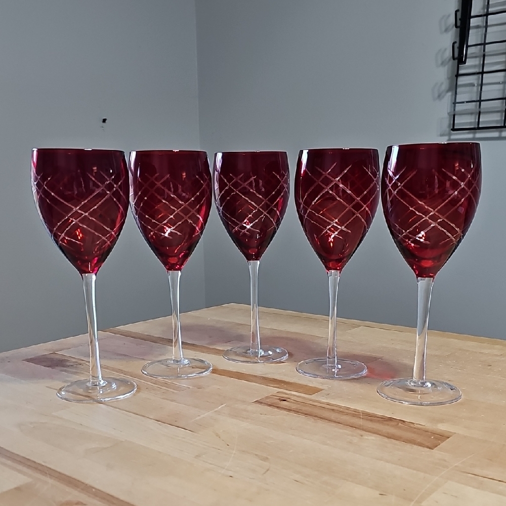 🍷 Elegant Tall Stemmed Wine Glass Set | 9" Clear Crystal Bangle